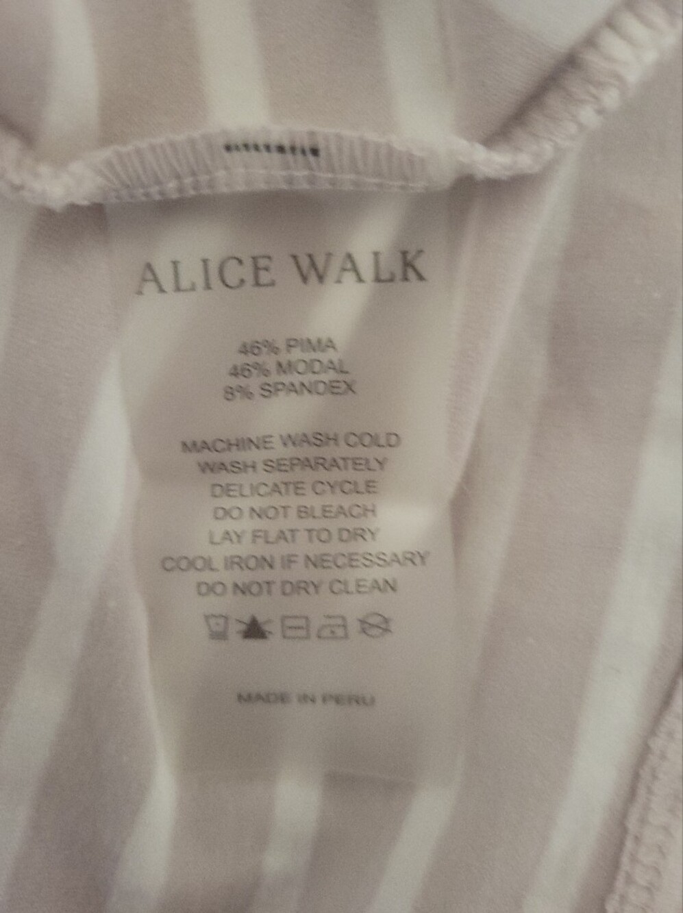 Alice Walk Pima Cotton Modal Stripe Long Sleeve Tee Beige White Coastal XS Top - Picture 9 of 9